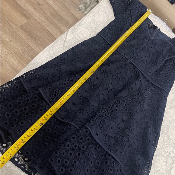 Talbots Navy Eyelet V-Neck A-Line Midi Dress - Picture 14 of 15